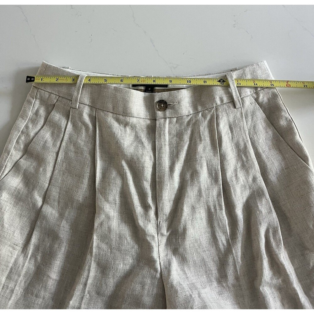 Banana Republic 100% Linen Shorts Beige Pleated High Waist 4 - Picture 6 of 7
